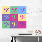 Bass Clef Muster Bright Color Pattern Poster