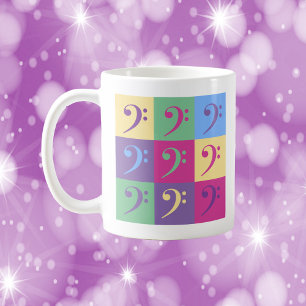 Bass Clef Muster farbenfroh Kaffeetasse