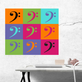 Bass Clef Muster Orange Lila rosa Poster