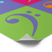 Bass Clef Muster Orange Lila rosa Poster (Ecke)
