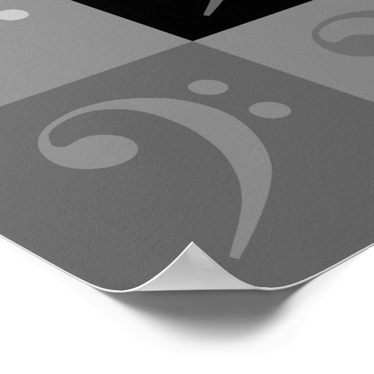 Bass Clef Muster Schwarz Grau Poster (Ecke)