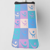 Bass Clef Pastel Music Pattern Golf Headcover (Rotieren 90)