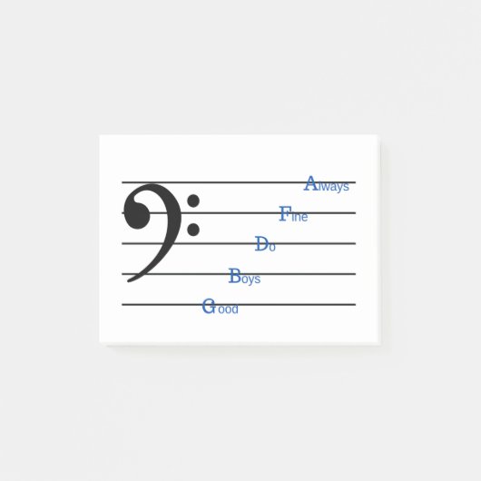 Bass Clef Post-it Notes (Line Rhymes) Klebezettel (Vorderseite)