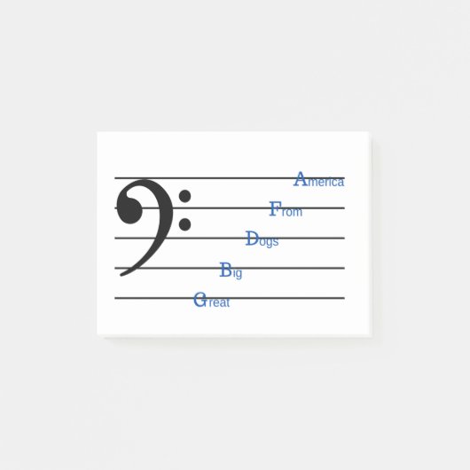 Bass Clef Post-it Notes (Line Rhymes) Klebezettel (Vorderseite)