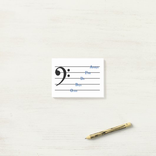 Bass Clef Post-it Notes (Line Rhymes) Klebezettel (Auf Schreibtisch)