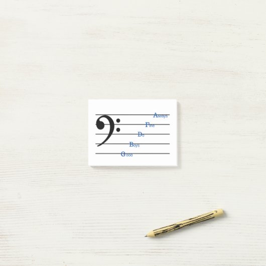 Bass Clef Post-it Notes (Line Rhymes) Post-it Klebezettel (Auf Schreibtisch)