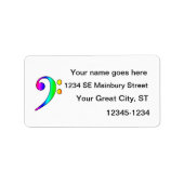 Bass Clef Rainbow Gradient Kontur Adressaufkleber (Vorne)