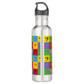 Bass Clef Rainbow Pop Art Pattern Edelstahlflasche (Rückseite)