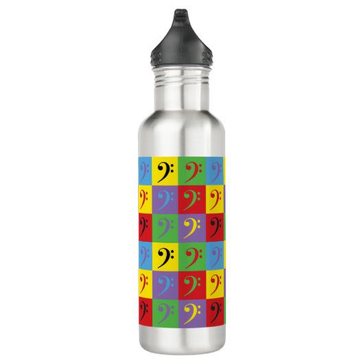 Bass Clef Rainbow Pop Art Pattern Edelstahlflasche (Rechts)