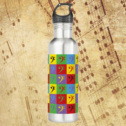 Bass Clef Rainbow Pop Art Pattern Edelstahlflasche