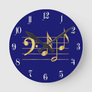 Bass clef runde wanduhr