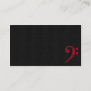 Bass Clef Symbol. Red Musician Business Card Visitenkarte