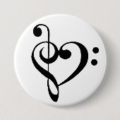 Bass Clef und Treble Clef Herz Button (Vorderseite)