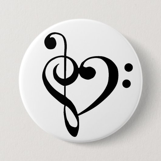 Bass Clef und Treble Clef Herz Button (Vorderseite)