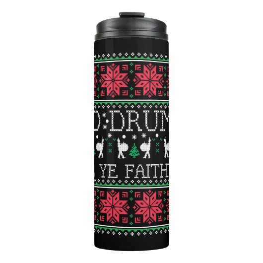 Bass Drum Drummer Christmas Ugly Sweater Gift Thermosbecher (Vorderseite)
