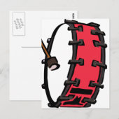 Bass Drum Marching Red mit mallet Clear Head Postkarte (Vorne/Hinten)