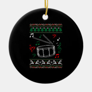 Bass Drum Ugly Christmas Sweater Keramik Ornament
