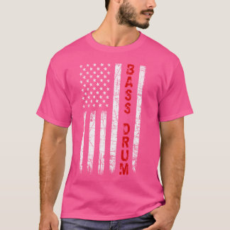 Bass Drum Vintag American Flag Patriotic Drummer T-Shirt