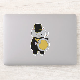 Bass Drummer Marching Band Cat Black Yellow Gold Aufkleber