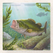 Bass-Fische Glasuntersetzer (Vorderseite)