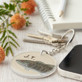 Bass-Fische mit Monogramm oder Namen Schlüsselanhänger (Vorderseite rechts)