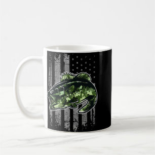 Bass Fischen American Camouflage USA Flaggen Fisch Kaffeetasse