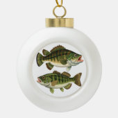 Bass Fischen Keramik Kugel-Ornament (Vorderseite)
