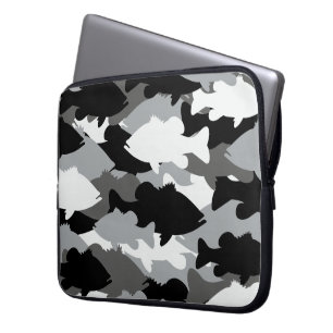 Bass-Fischen-Schwarz-Camouflage Laptopschutzhülle