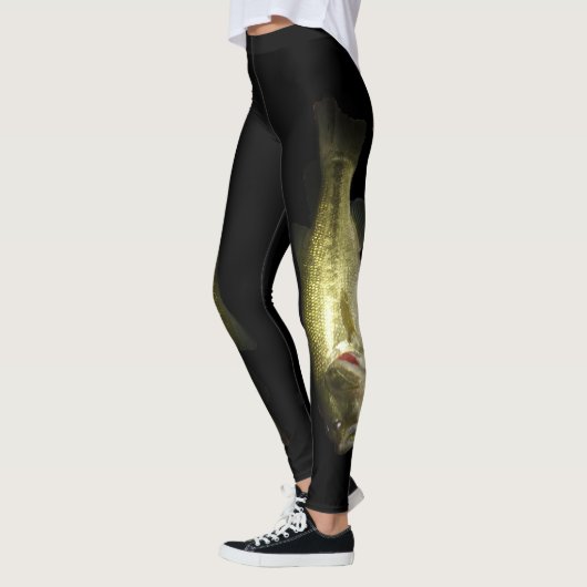 Bass Fischen Schwarze Grüne Frauen Leggings (Links)