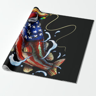 Bass Fish American Flag Patriotic Fishing Geschenkpapier