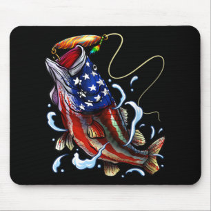 Bass Fish American Flag Patriotic Fishing Mousepad
