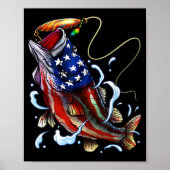 Bass Fish American Flag Patriotic Fishing Poster (Vorne)