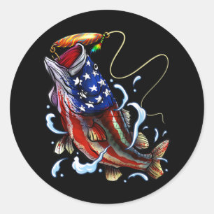 Bass Fish American Flag Patriotic Fishing Runder Aufkleber