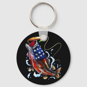 Bass Fish American Flag Patriotic Fishing Schlüsselanhänger