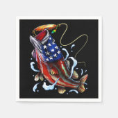 Bass Fish American Flag Patriotic Fishing Serviette (Vorderseite)