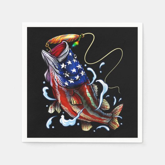 Bass Fish American Flag Patriotic Fishing Serviette (Vorderseite)
