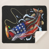 Bass Fish American Flag Patriotic Fishing Sherpadecke (Vorderseite (Horizontal))