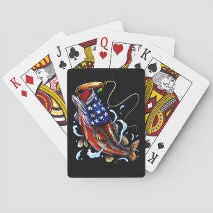 Bass Fish American Flag Patriotic Fishing Spielkarten