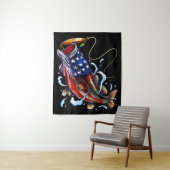 Bass Fish American Flag Patriotic Fishing Wandteppich (Beispiel)