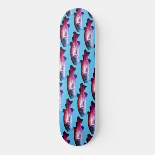 Bass Fish Bright Blue Boys Custom Skateboard (Vorderseite)