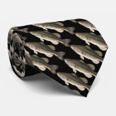 Bass Fish Gemusterte Krawatte (Gerollt)