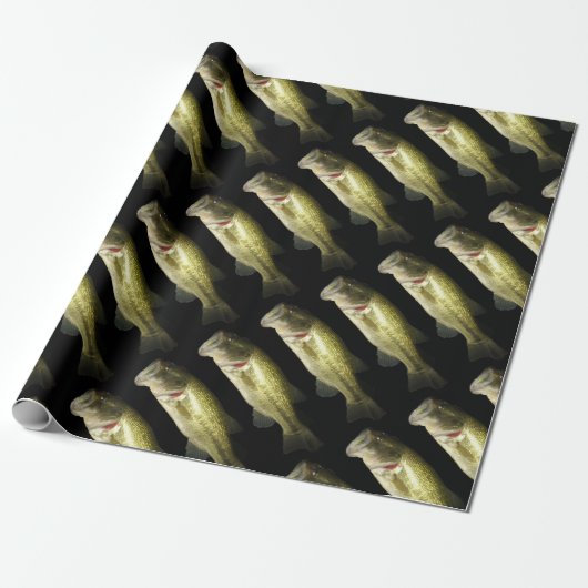 Bass Fish Men's Black Birthday Wrapping Paper Geschenkpapier (Ungerollt)