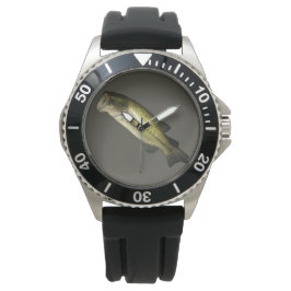 Bass Fish Men's Black Rubber Strap Watch Armbanduhr