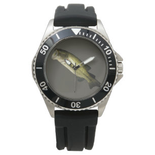 Bass Fish Men's Black Rubber Strap Watch Armbanduhr