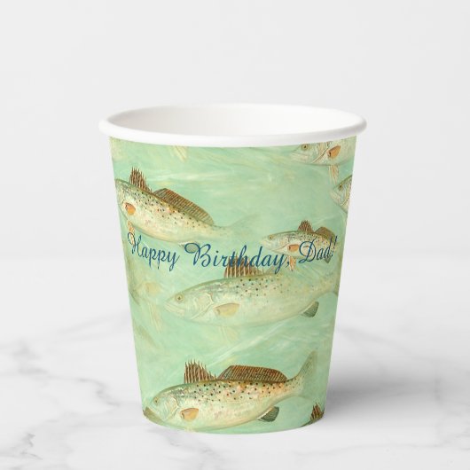 Bass Fish Muster Pappbecher (Vorderseite)