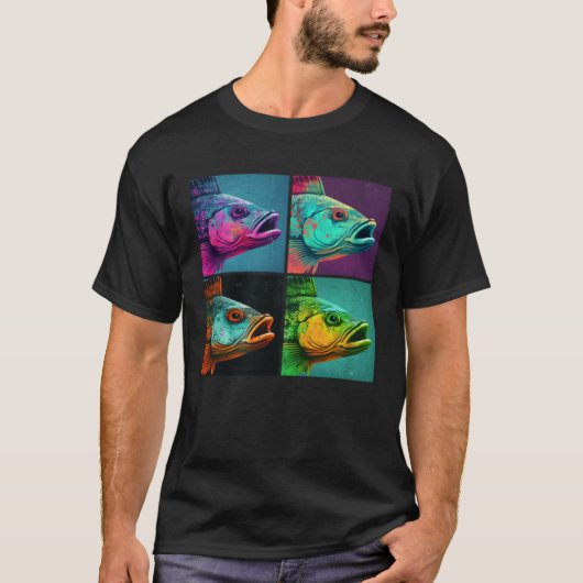 Bass Fish Pop Illustration Colorful Animal Women T-Shirt (Vorderseite)