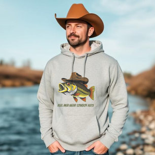 Bass Fish Reel Men Tragen Cowboy Hats Hoodie