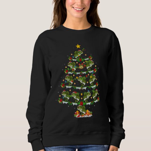 Bass Fish Xmas Lights Bass Fish Christmas Tree Sweatshirt (Vorderseite)