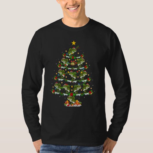 Bass Fish Xmas Lights Bass Fish Christmas Tree T-Shirt (Vorderseite)