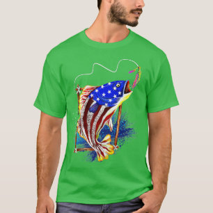 Bass Fishing American Flag Fish Funny Vathday T-Shirt
